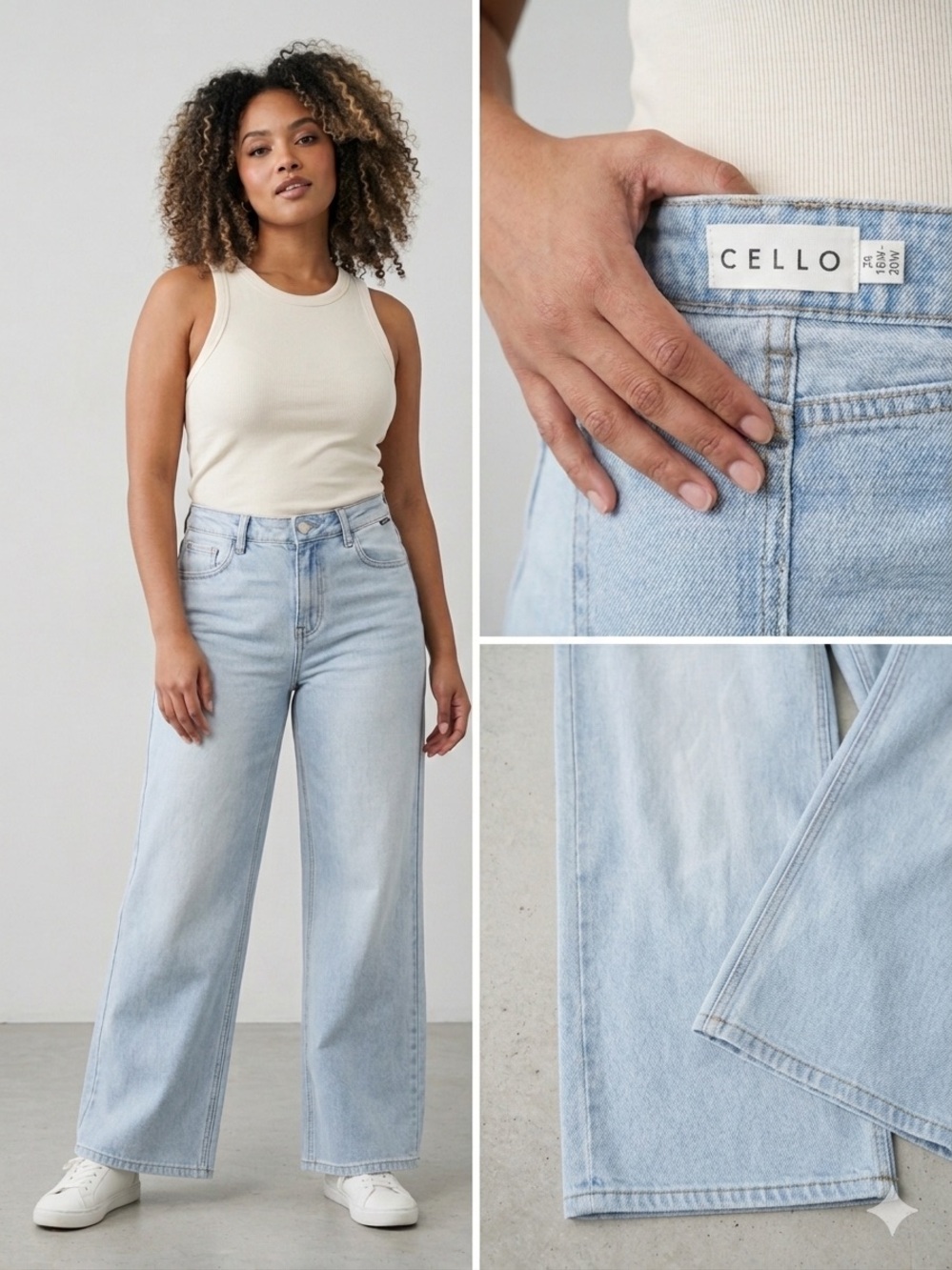 Cello Light Wash Wide Leg Jeans